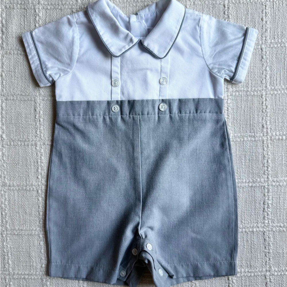 Charming Gray and White Kids Romper
